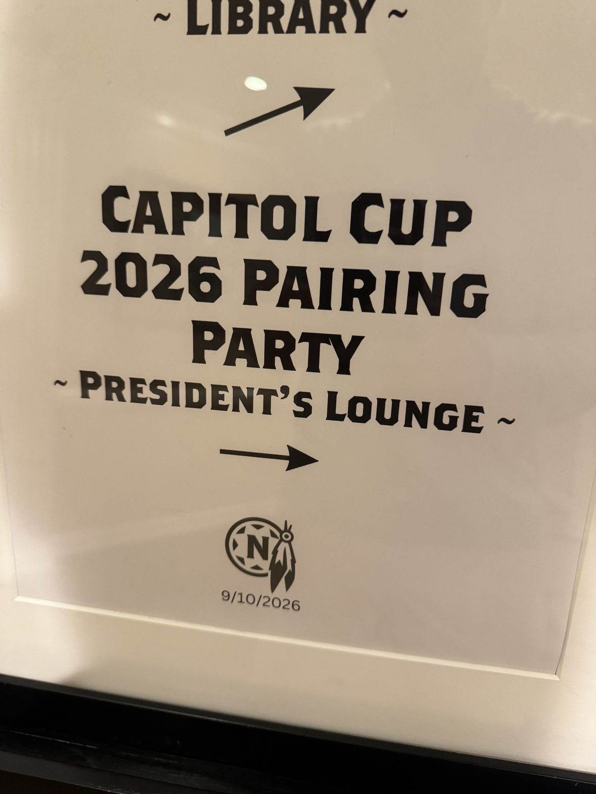 Sign directing guests to the Capitol Cup 2026 pairing party